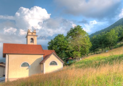 Chapel in the hillside in South Tyrol, italian Alps